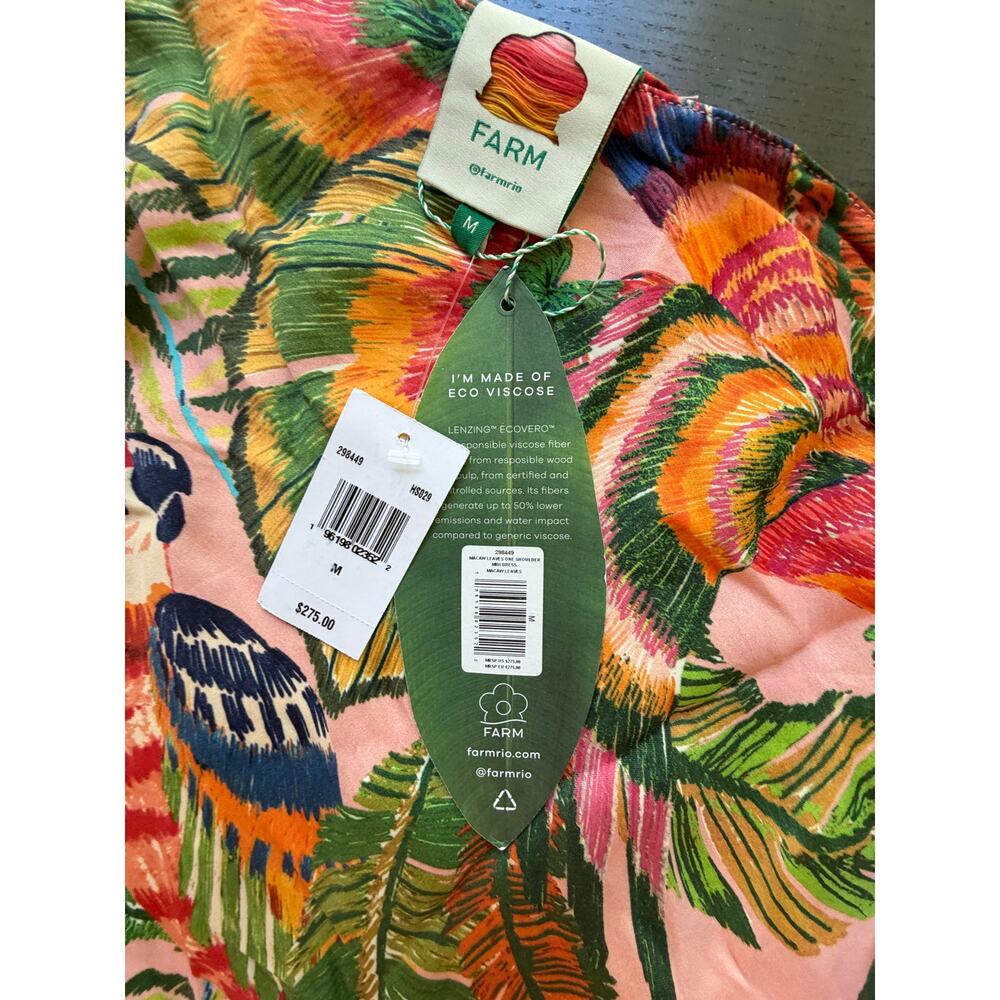 Farm Rio NEW Maccaw Leaves One Shoulder Midi Dress, Med - Picture 11 of 14
